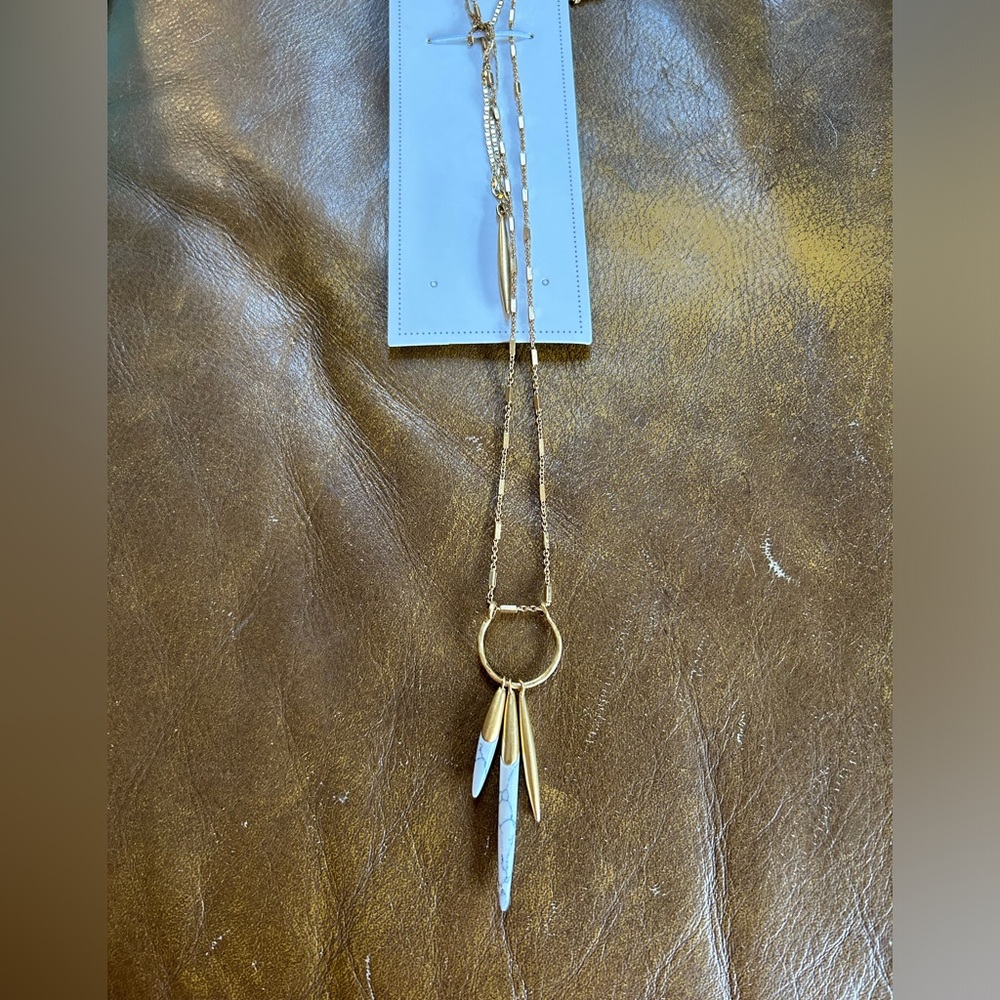 Stella & Dot Gold Quill Layering Necklace - never worn and in original box